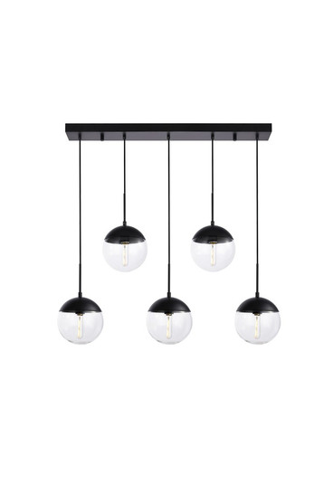 Eclipse 5 Lights Black Pendant With Clear Glass (758|LD6081BK)