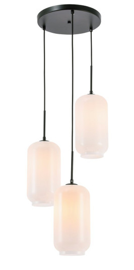 Collier 3 light Black and Frosted white glass pendant (758|LD2279BK)