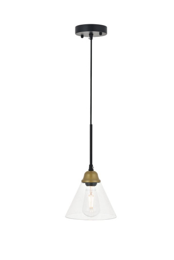 Histoire 1 light brass and black Pendant (758|LD4017D7BRB)