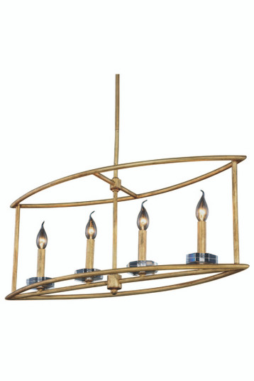 Bjorn Collection Chandelier L:32 W:10 H:65 Lt:4 Golden Iron Finish Royal Cut Clear (758|1493D32GI)