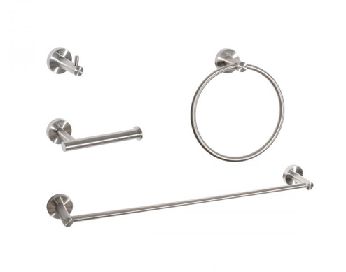 Bathroom hardware set 24''x2.8''+6.2''x3.5''+2.6''x1.6''+7'' brushed nickel (758|HWB-11S4BNK)