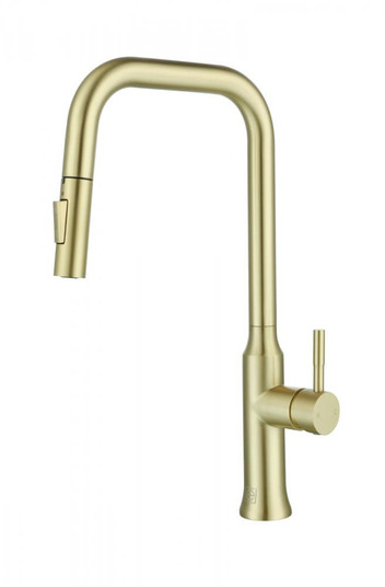 Noor Single Handle Pull Down Sprayer Kitchen Faucet in Brushed Gold (758|FAK-311BGD)