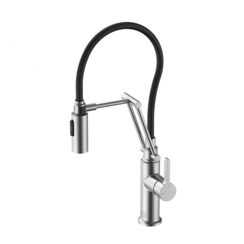 Leonardo Single Handle Pull Down Sprayer Kitchen Faucet in Brushed Nickel (758|FAK-304BNK)