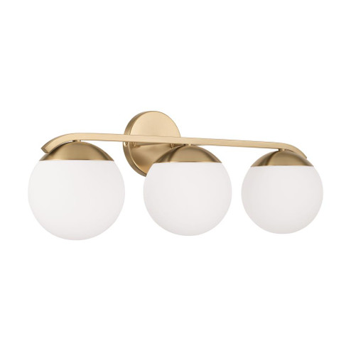 25.50''W x 9.50''H 3-Light Vanity in Matte Brass with Soft White Glass Globes (8583|AA1033MA)