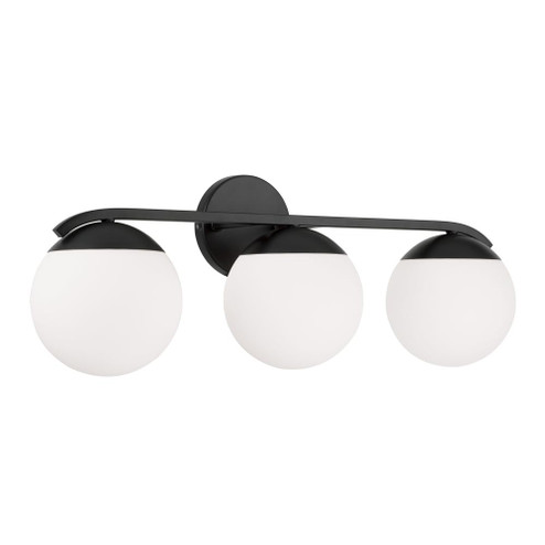25.50''W x 9.50''H 3-Light Vanity in Matte Black with Soft White Glass Globes (8583|AA1033MB)