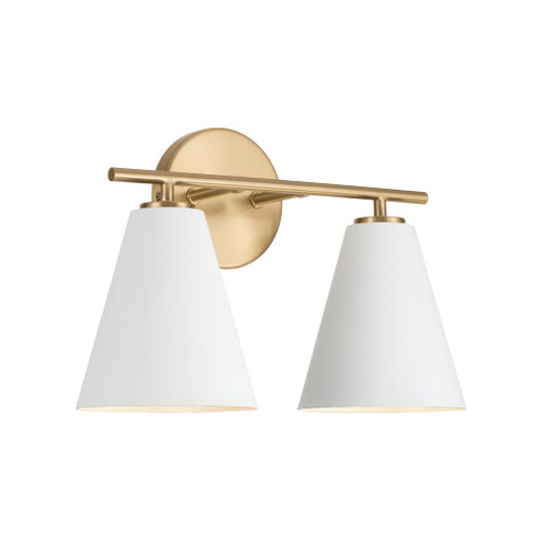 15''W x 10''H 2-Light Vanity in Matte Brass and White (8583|AA1038RE)