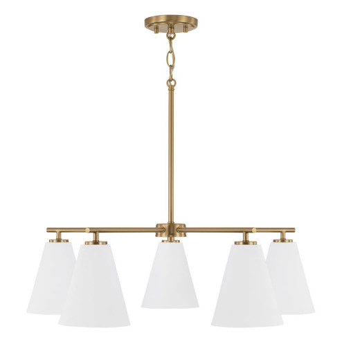 28''W x 8.25''H 5-Light Chandelier in Matte Brass and White (8583|AA1040RE)