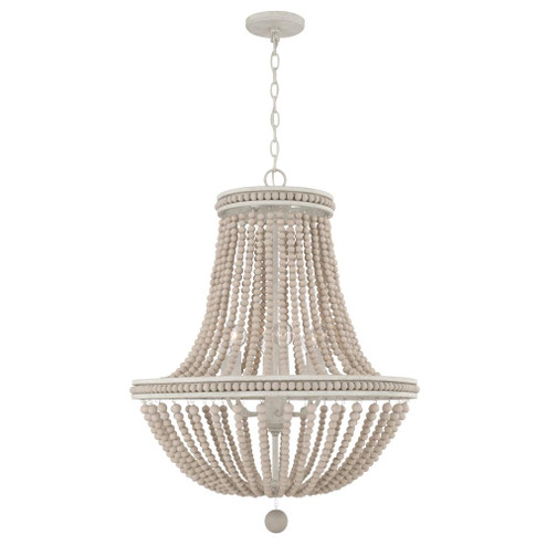 6-Light Chandelier in Sand Dollar with Painted Wood Beads (8583|AA1020SR)