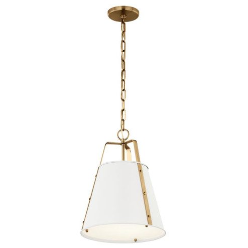 Etcher 13 Inch 1 LT Pendant with Etched Painted White Glass Diffuser in White and Champagne Bronze (10687|52710WH)