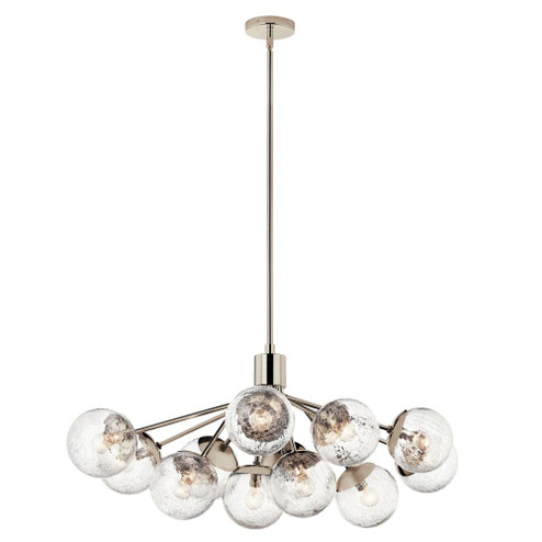 Silvarious 48 Inch 12 LT Linear Convertible Chandelier with Clear Crackled Glass in Polished Nickel (10687|52703PN)