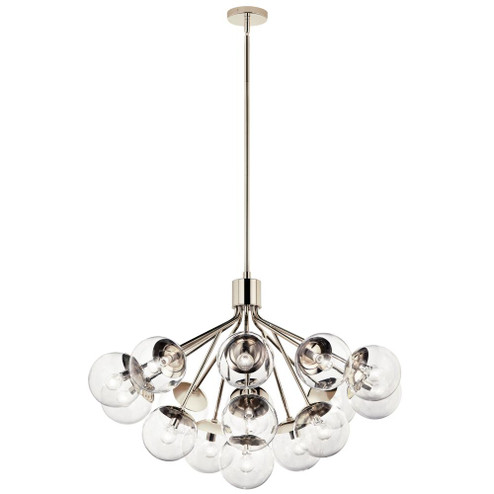 Silvarious 38 Inch 16 Light Convertible Chandelier with Clear Glass in Polished Nickel (10687|52702PNCLR)