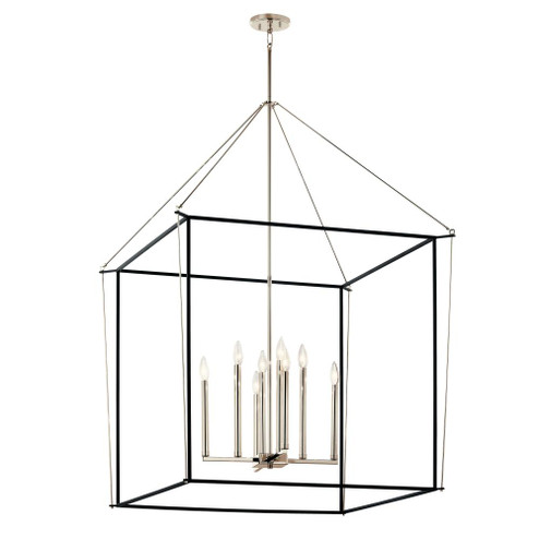 Eisley 50 Inch 8 Light 2 Tier Foyer Pendant in Polished Nickel and Black (10687|52629PN)