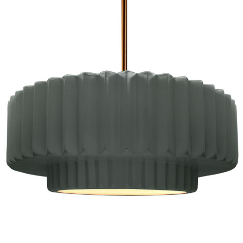 Large Tier Pleated 1-Light Pendant (254|CER-6555-PWGN-BRSS-RIGID)