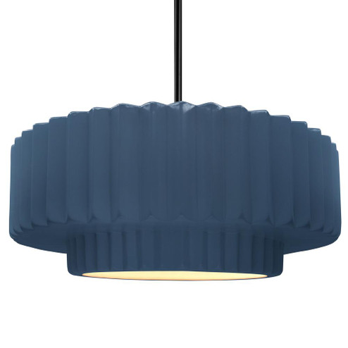 Large Tier Pleated 1-Light Pendant (254|CER-6555-MID-MBLK-RIGID)