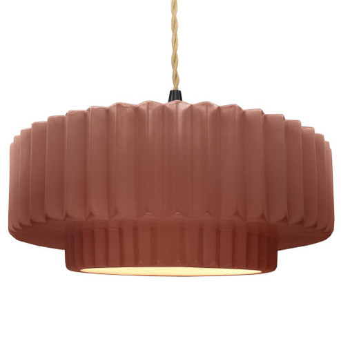 Large Tier Pleated LED Pendant (254|CER-6555-CLAY-MBLK-BEIG-TWST-LED1-700)