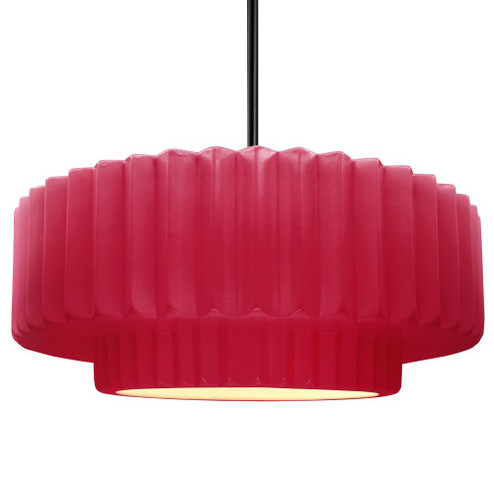 Large Tier Pleated 1-Light Pendant (254|CER-6555-CRSE-MBLK-RIGID)