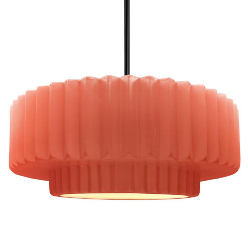 Large Tier Pleated LED Pendant (254|CER-6555-BSH-MBLK-RIGID-LED1-700)