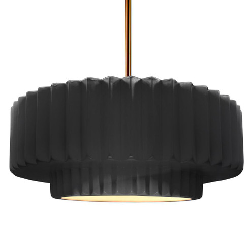 Large Tier Pleated LED Pendant (254|CER-6555-BLK-BRSS-RIGID-LED1-700)