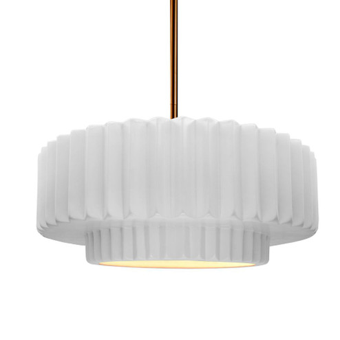 Medium Tier Pleated LED Pendant (254|CER-6553-WHT-BRSS-RIGID-LED1-700)