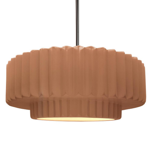 Large Tier Pleated 1-Light Pendant (254|CER-6555-ADOB-NCKL-RIGID)