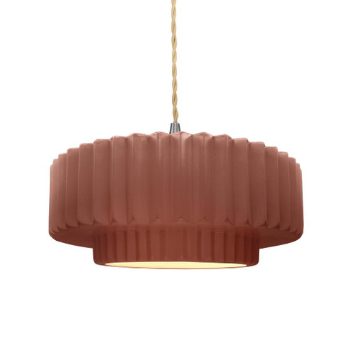 Medium Tier Pleated LED Pendant (254|CER-6553-CLAY-NCKL-BEIG-TWST-LED1-700)