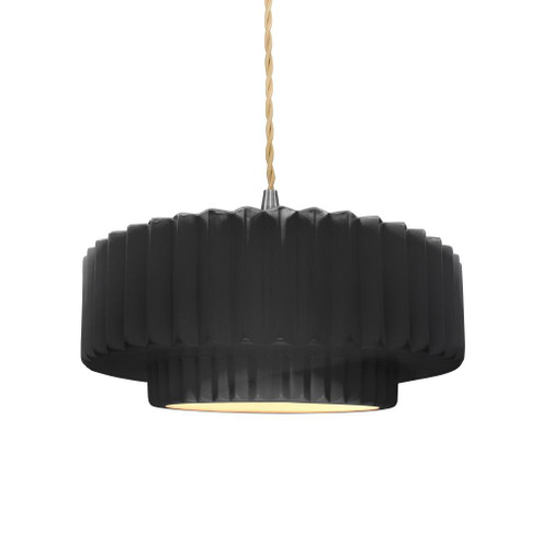 Medium Tier Pleated 1-Light Pendant (254|CER-6553-BLK-NCKL-BEIG-TWST)