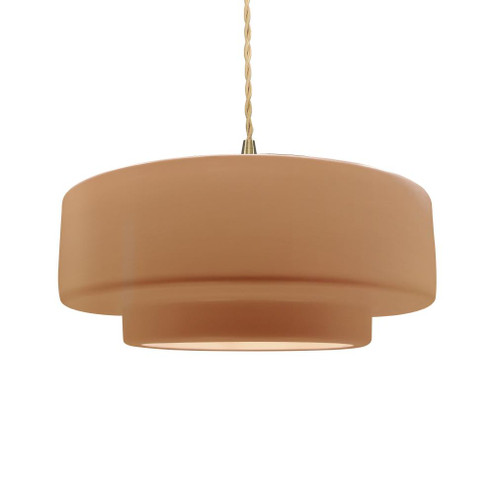 Large Tier LED Pendant (254|CER-6545-ADOB-BRSS-BEIG-TWST-LED1-700)