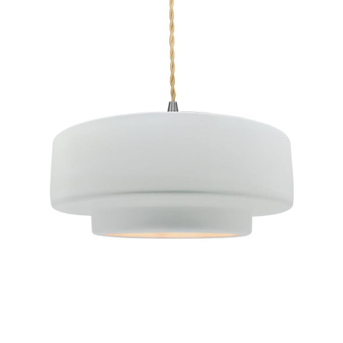 Medium Tier 1-Light Pendant (254|CER-6543-WHT-NCKL-BEIG-TWST)