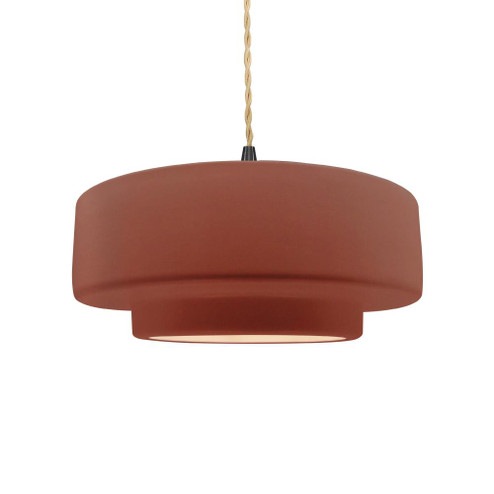 Medium Tier 1-Light Pendant (254|CER-6543-CLAY-MBLK-BEIG-TWST)