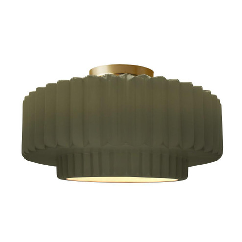 Large Tier Pleated Semi-Flush (254|CER-6375-MGRN-BRSS-LED1-700)