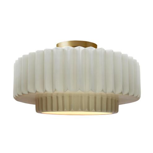 Large Tier Pleated Semi-Flush (254|CER-6375-MAT-BRSS)