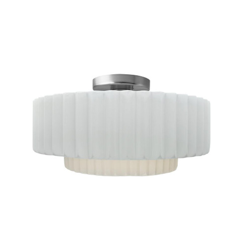 Medium Tier Pleated Semi-Flush (254|CER-6373-WHT-NCKL)