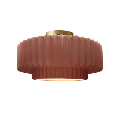 Medium Tier Pleated LED Semi-Flush (254|CER-6373-CLAY-BRSS-LED1-700)