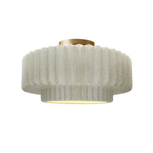 Medium Tier Pleated Semi-Flush (254|CER-6373-CRK-BRSS)