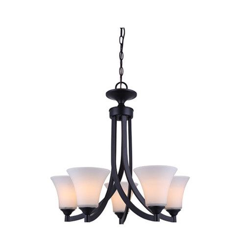 RUE, 5 Lt Chain Chandelier, Flat Opal Glass, 60W Type A, 25'' x 24'' (801|ICH587A05RA)