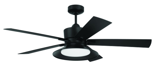 Topper 52'' 5-Blade Indoor/Outdoor (Wet)Ceiling Fan in Flat Black w/ Flat Black Blades; Light Kit (20|TOP52FB5)