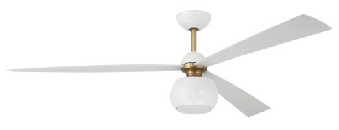 Otto 60'' 3-Blade Ceiling Fan in White/Satin Brass w/ White Blades; Light Kit Included (optional) (20|OTT60WSB3)