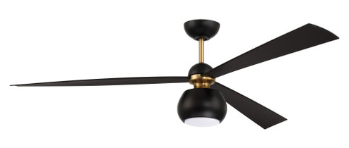 Otto 60'' 3-Blade Ceiling Fan in Flat Black/Satin Brass w/ Flat Black Blades; Light Kit Included  (20|OTT60FBSB3)