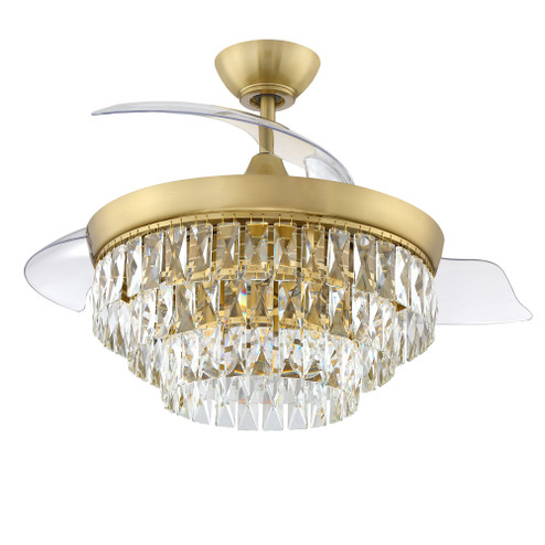 Sofia 42'' 3-Blade Hidden Blades Ceiling Fan in Satin Brass w/ Clear Acrylic Blades; Integrated L (20|SOF42SB3)
