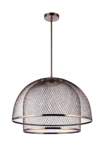 24.25” Diameter Sculptural Statement Metal Mesh Dome 2 Shade Pendant in Satin Brass (20|P1006SB-LED)