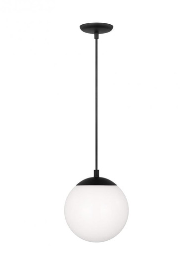 Leo - Hanging Globe 1-Light LED Small Pendant in Midnight Black Finish with Smooth White Glass Shade (7725|6018EN3-112)