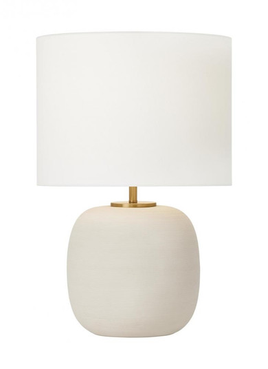 Hable Fanny 1-Light Table Lamp in Matte Concrete with White Linen Fabric Shade (7725|HT1071MC1)
