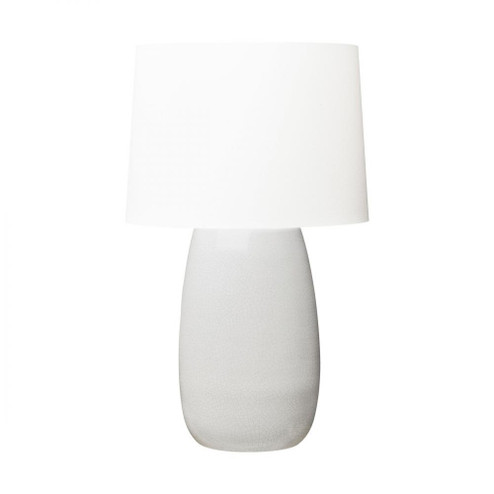 Barbara Barry Roma 1-Light Table Lamp in White Crackle Finish with White Linen Fabric Shade (7725|BT1081WHC1)