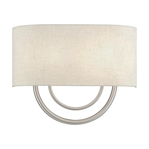 2 LT Brushed Nickel Large ADA Sconce with Hand Crafted Oatmeal Fabric Shade with White Fabric Inside (108|60273-91)