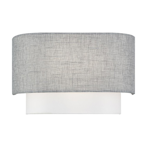 2 Light Brushed Nickel ADA Sconce with Hand Crafted Urban Gray and White Fabric Hardback Shades (108|60012-91)