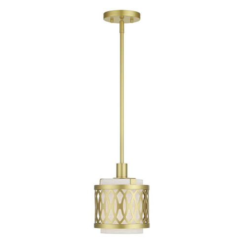 1 Light Soft Gold Mini Pendant with Hand Crafted Oatmeal Color Fabric Hardback Shade (108|53439-33)