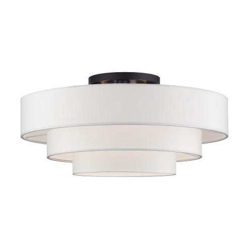 5 Light Bronze Extra Large Semi-Flush with Hand Crafted Off-White Color Fabric Hardback Shades (108|50309-07)