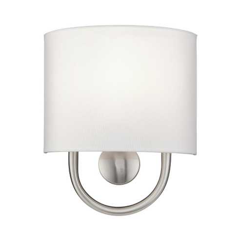 1 Light Brushed Nickel ADA Sconce with Hand Crafted Off-White Fabric Shade (108|42891-91)