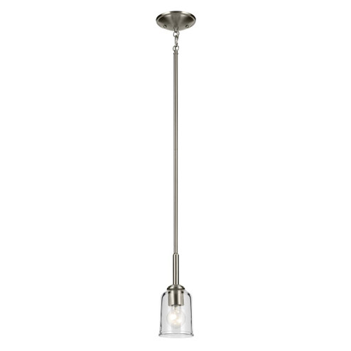 Shailene 11.25'' 1-Light Mini Bell Pendant with Clear Glass in Brushed Nickel (10687|43674NICLR)