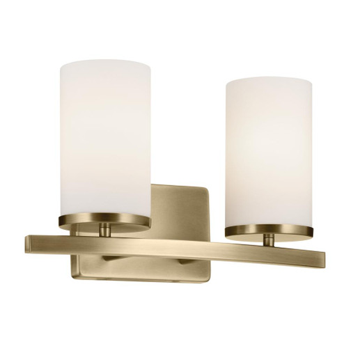 Crosby 15.25'' 2-Light Vanity Light with Satin Etched Cased Opal Glass in Natural Brass (10687|45496NBR)